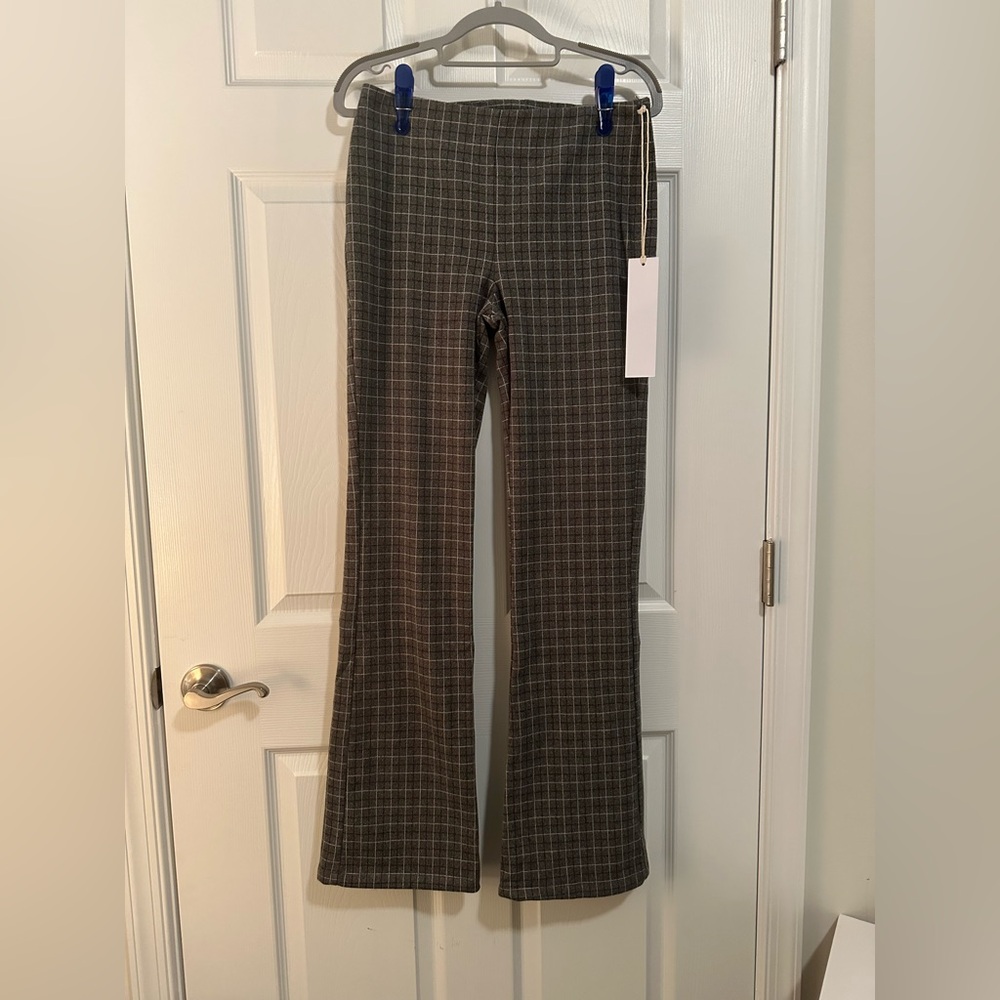 Lumiere Brown Plaid Flared Trousers